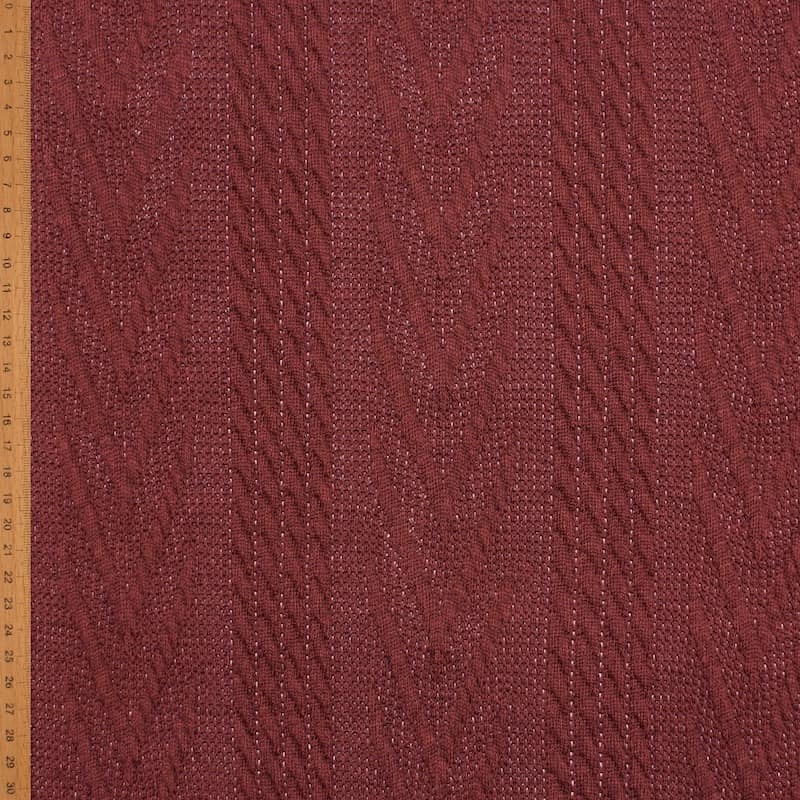 Knit fabric with twisted pattern - wine red