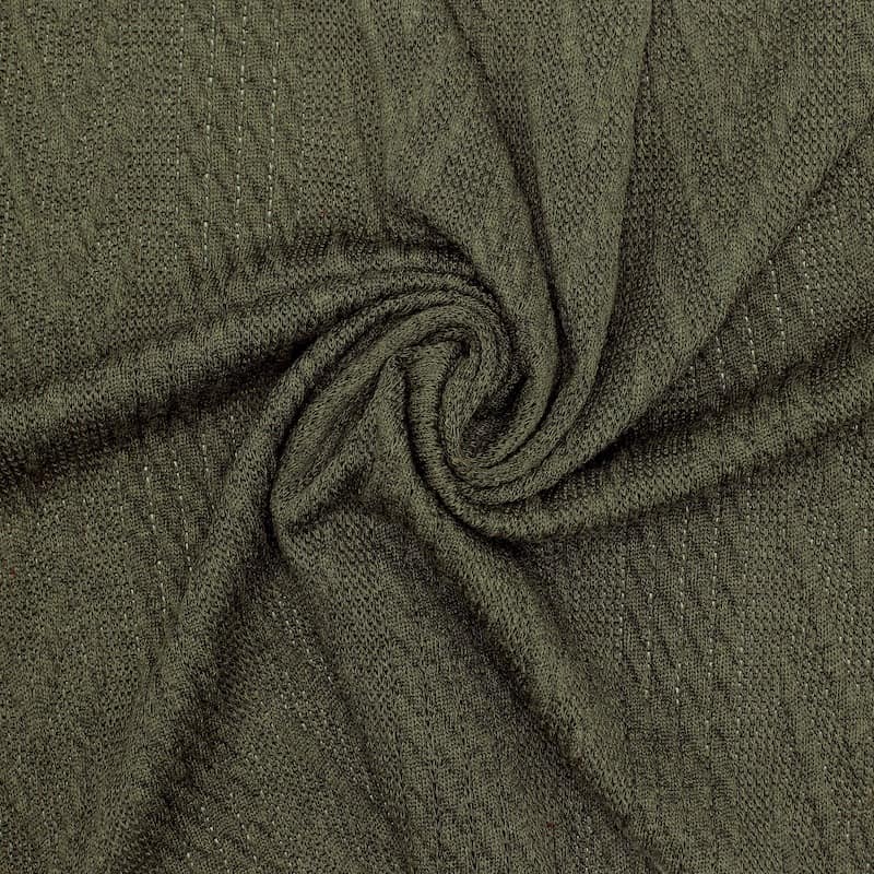 Knit fabric with twisted pattern - khaki