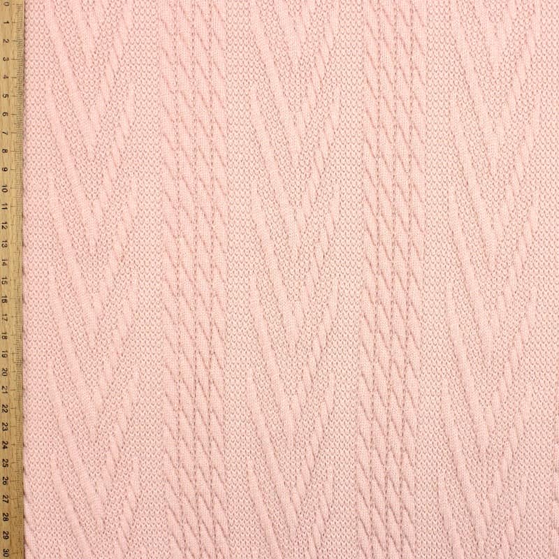 Knit fabric with twisted pattern - pink
