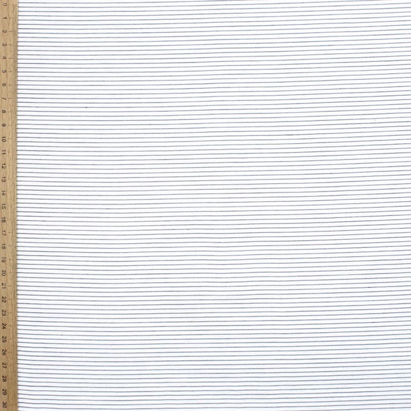 Rekbare katoen met strepen - wit