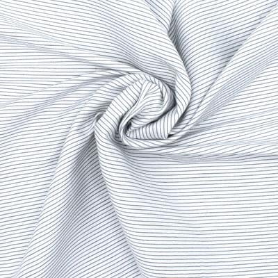 Extensible cotton fabric with stripes - white