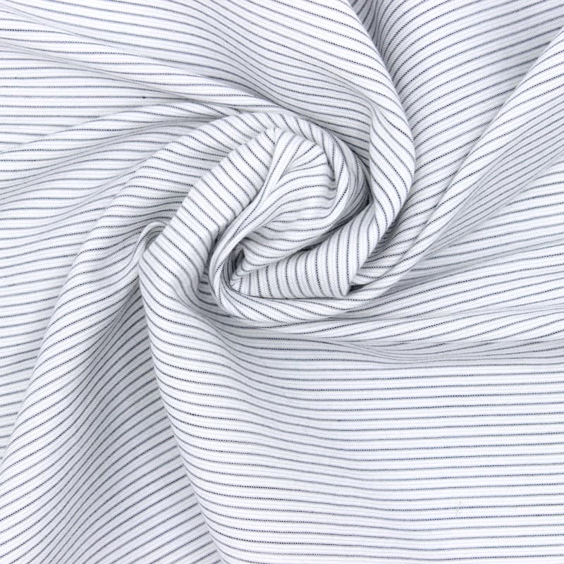 Tissu coton extensible rayures - blanc