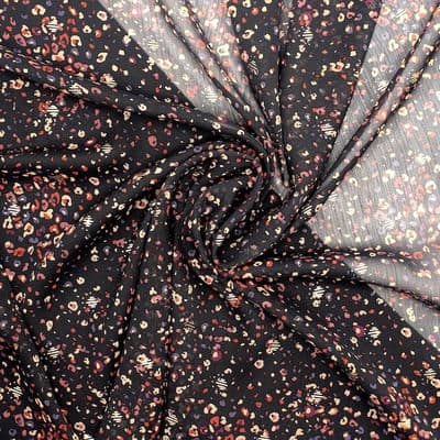 Veil fabric with crêpe aspect - black and pink 