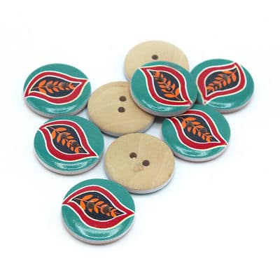 Decorated coco button - teal