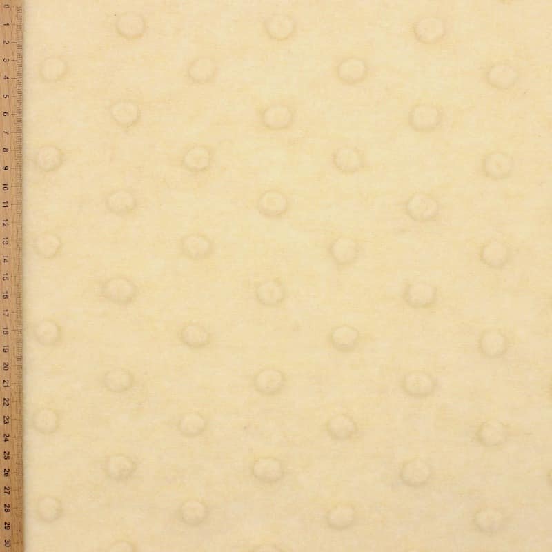 Knit fabric with wool aspect and dots - vanilla-colored
