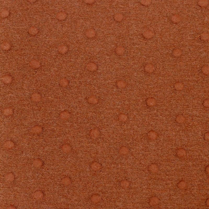 Knit fabric with wool aspect and dots - rust-colored