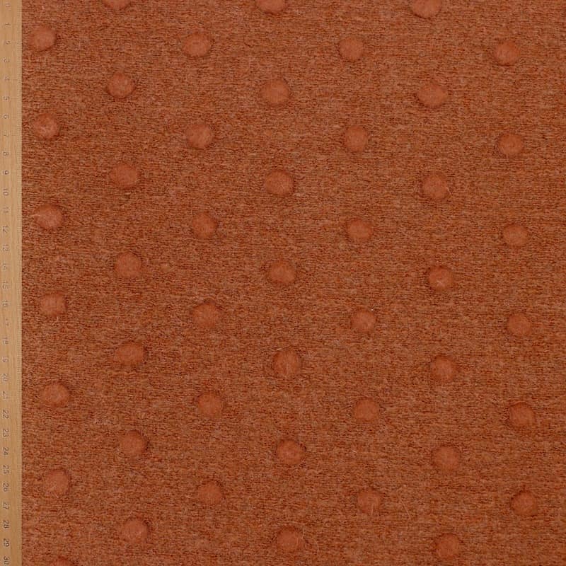 Gebreide stof met stippen en aspect van wol - roestkleurig