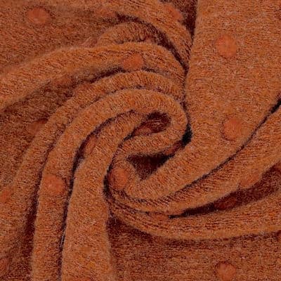 Gebreide stof met stippen en aspect van wol - roestkleurig