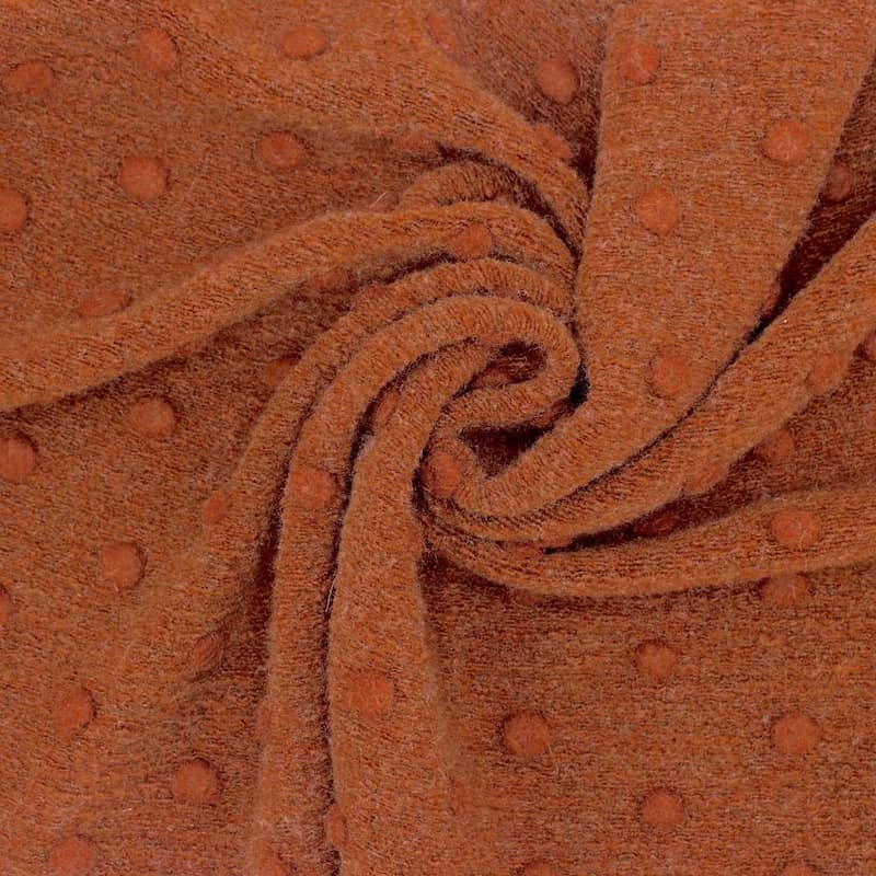 Knit fabric with wool aspect and dots - rust-colored