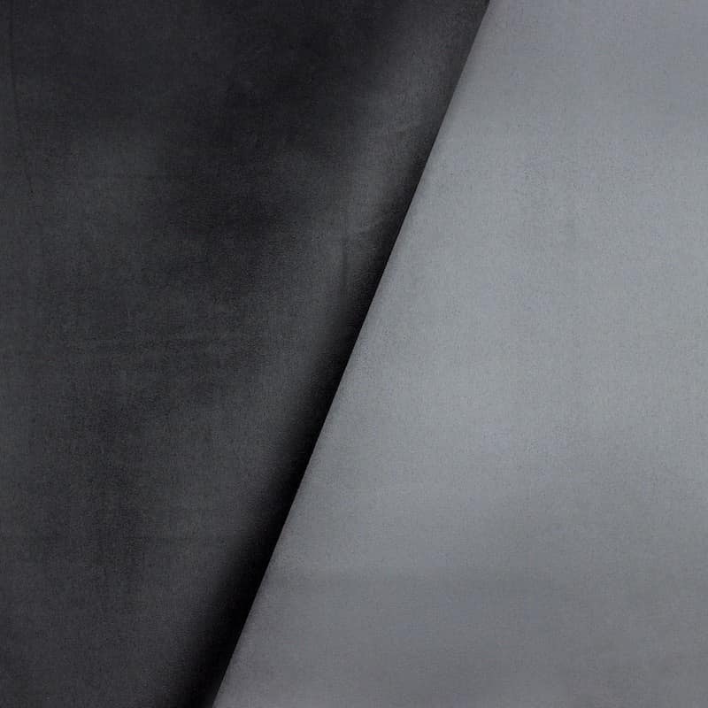 Tissu suédine double face - noir/gris