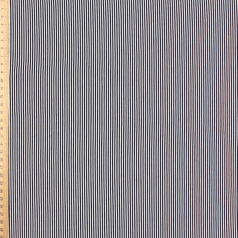 Extensible twill fabric with stripes - midnight blue