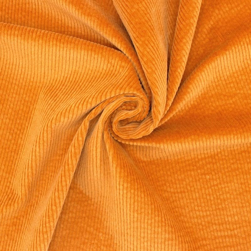 Tissu velours côtelé extensible - orange brûlée