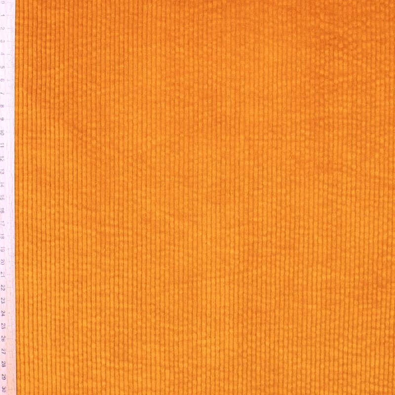 Tissu velours côtelé extensible - orange brûlée