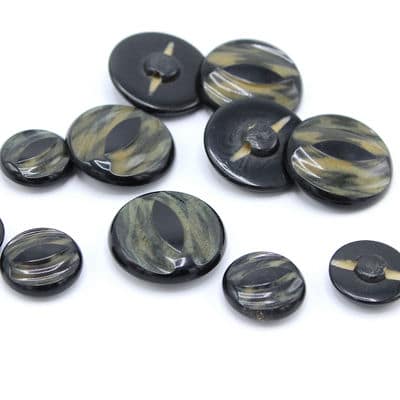 Round vintage button with ornament - black