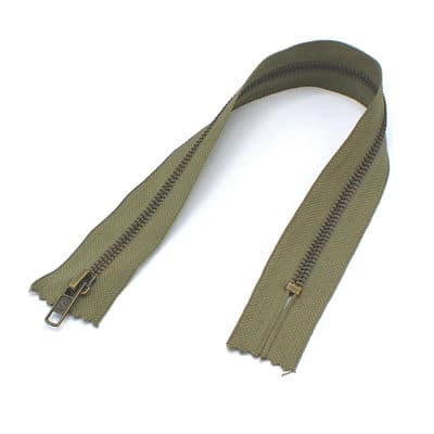 Zipper - metal bronze and khaki