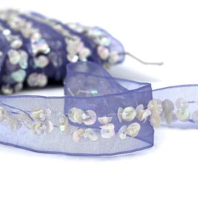 Fantasy ribbon with sequins - purple