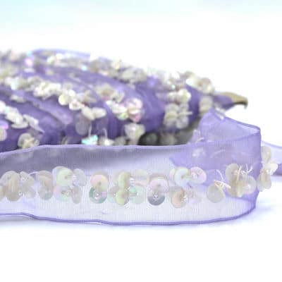 Fantasy ribbon with sequins - lila