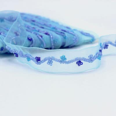Fantasy ribbon with pearls - sky blue