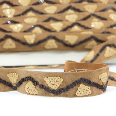Fantasy ribbon with sequins - brown