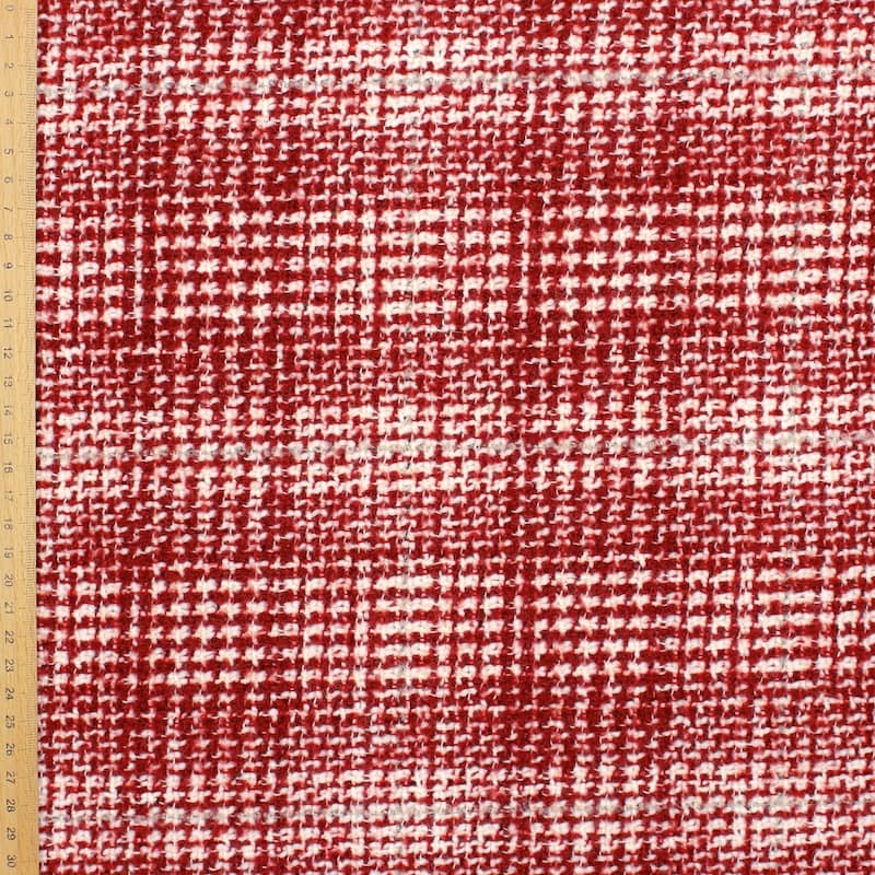 Tissu laine - rouge /blanc