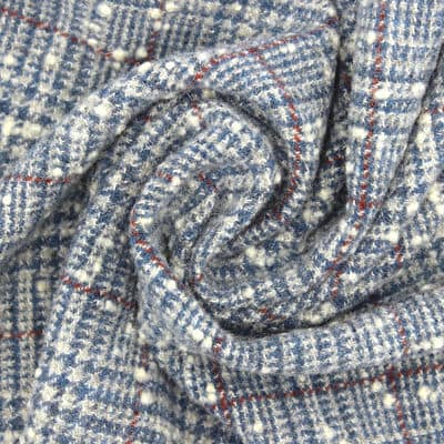 Tissu laine carreaux - bleu/gris