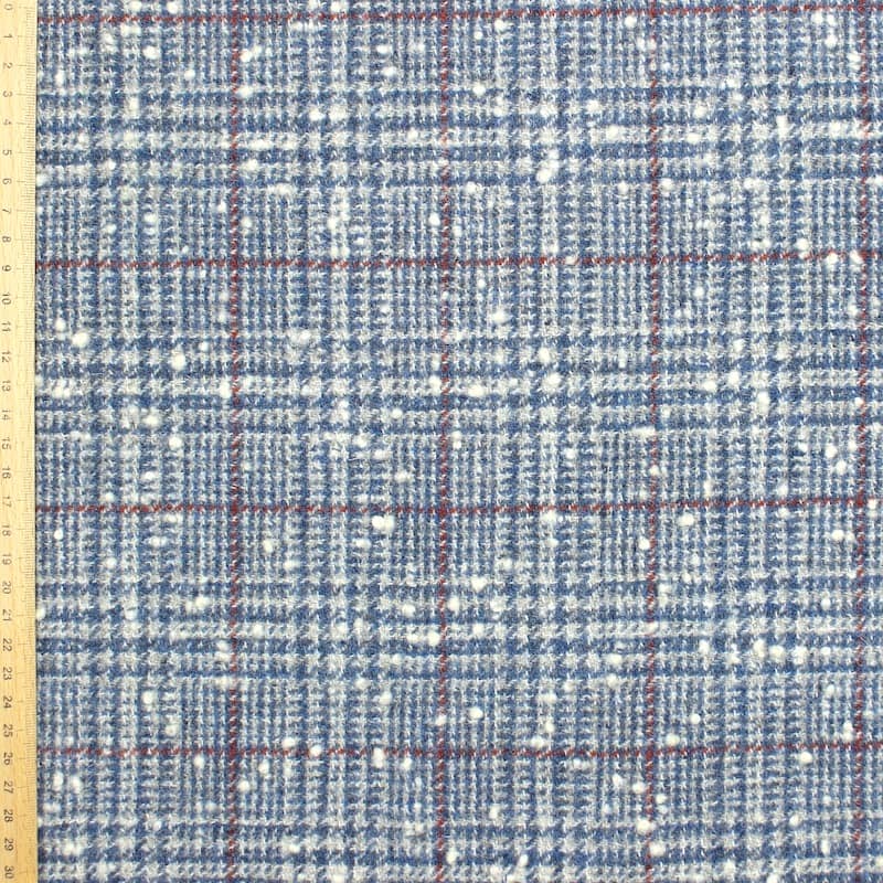 Tissu laine carreaux - bleu/gris