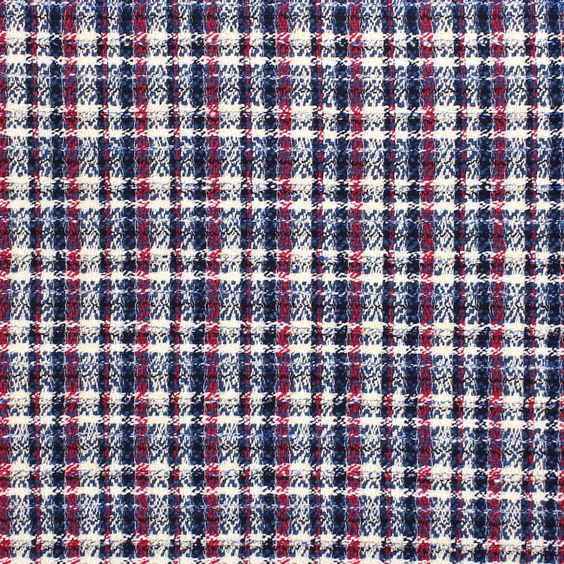 Fabric with aspect of checkered wool - blue / red 