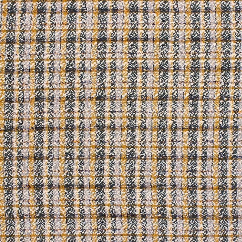 Fabric with aspect of checkered wool - khaki / mustard yellow