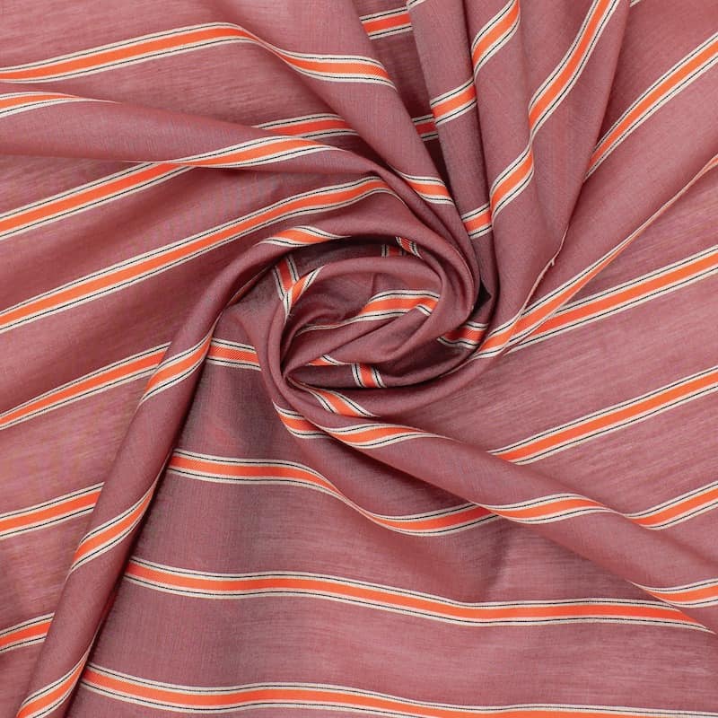Striped mixed cotton fabric - marsala