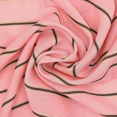 Striped mixed cotton fabric - pink 