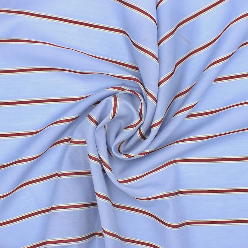 Striped mixed cotton fabric - blue 