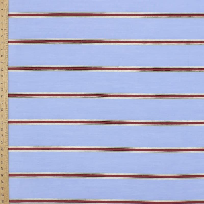 Striped mixed cotton fabric - blue 