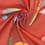 Cotton satin fabric with flowers - red