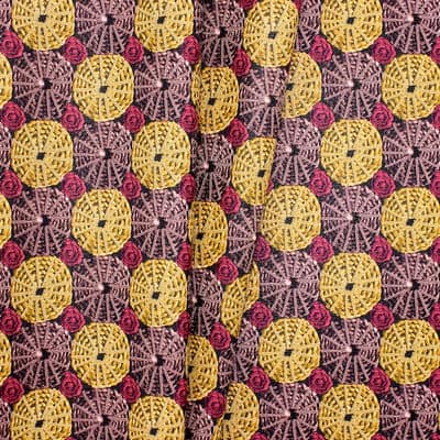 Cloth of 3m Faux leather with wicker pattern - red, beige and purple