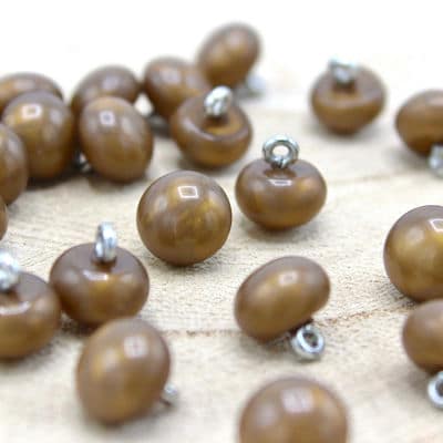 Round button - pearly cocoa brown