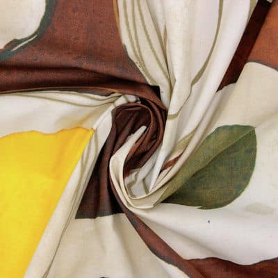 Tissu 100% coton motif - brun et beige
