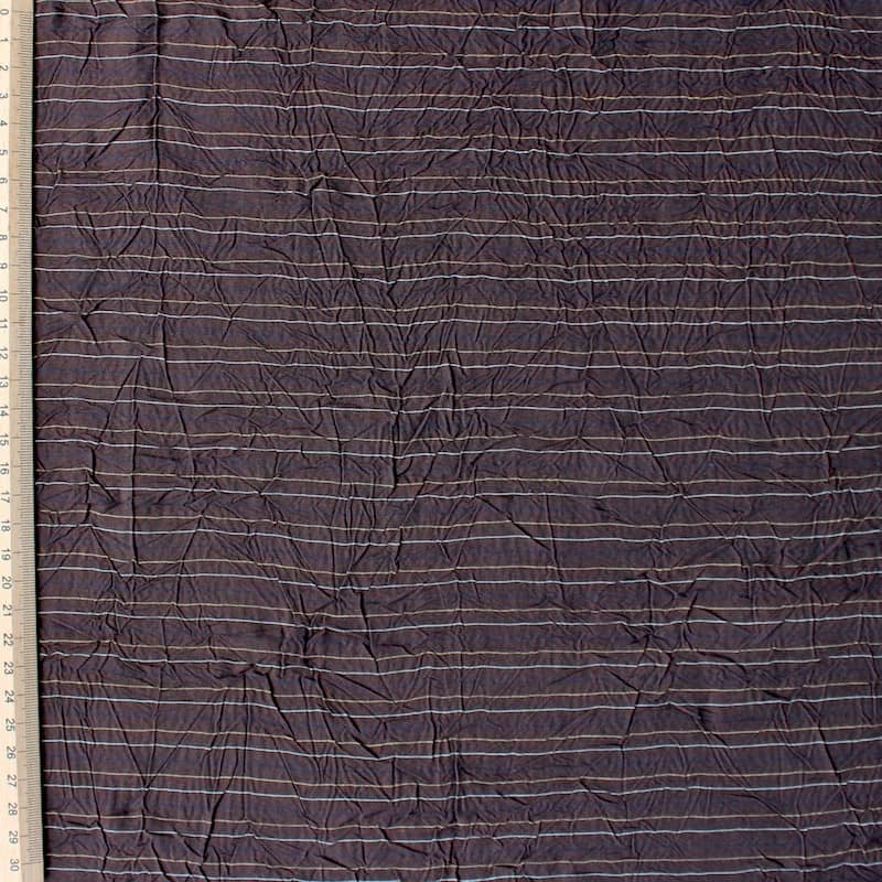 Striped fabric in cotton and polyester - brown 