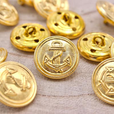 Button with anchor - gold 