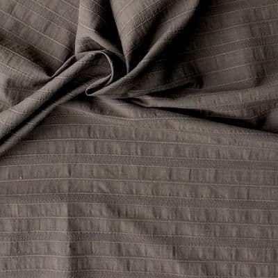 Tissu brun en coton et polyester à lignes