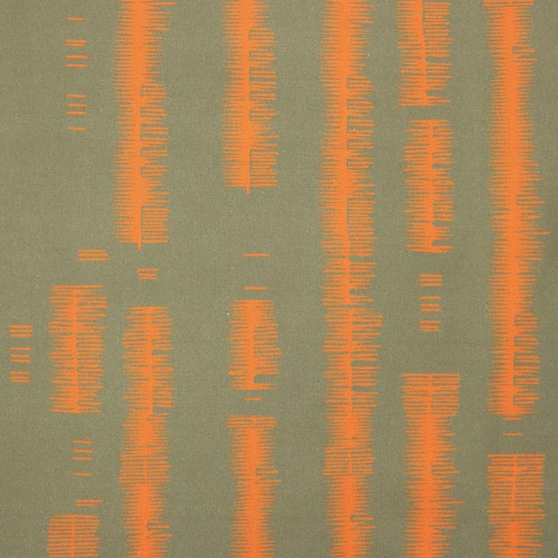 Tissu coton sergégraphique - kaki/orange