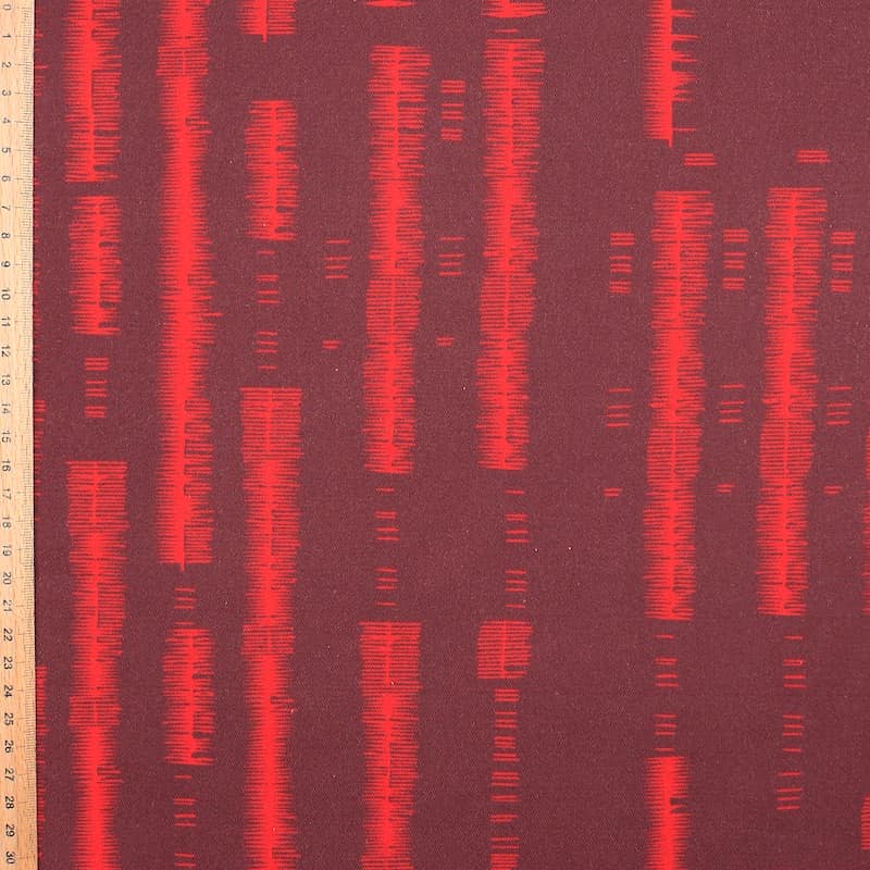 Katoen met keperbinding & grafische print - bordeaux / rood