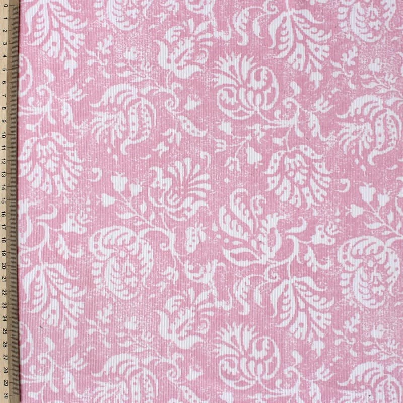 Velvet cotton fabric with Disney characters on kaki background