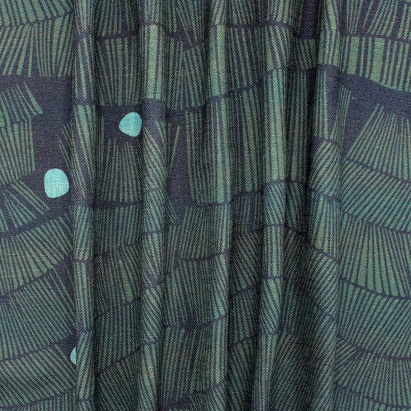 Fabric in viscose and linen graphic print - green