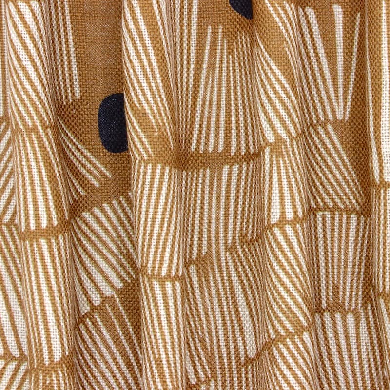 Fabric in viscose and linen graphic print - tobacco