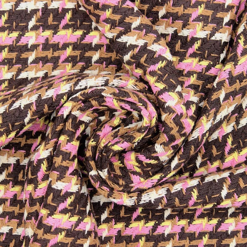 Cotton jacquard fabric - brown