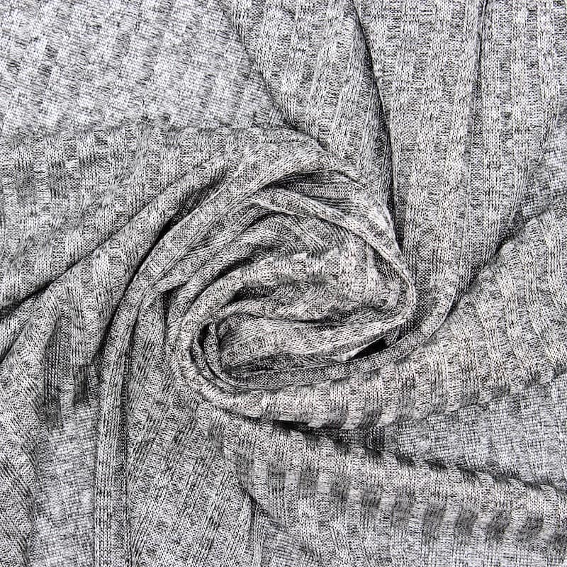 Tissu maille côtelé - gris
