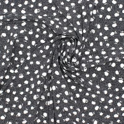 Tissu polyester fleurs- noir