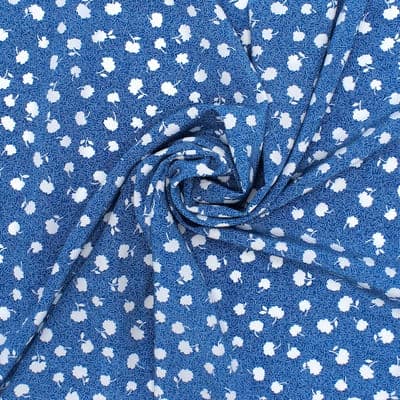 Polyester fabric with flowers - blue