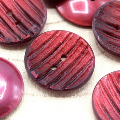 Fantasy button - raspberry pink and black 