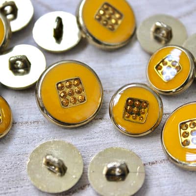 Fantasy button - mustard yellow and gold